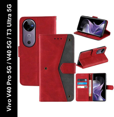 Mashgul Flip Cover for Vivo V40 Pro 5G, Vivo V40 5G, Vivo T3 Ultra 5G(Red, Shock Proof, Pack of: 1)