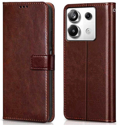 WOW Imagine Flip Cover for Xiaomi Mi Redmi Note 13 5G Card Pockets Wallet & Stand(Brown, Magnetic Case, Pack of: 1)