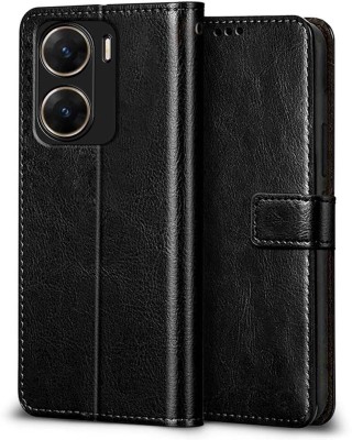 YoZoo Flip Cover for Vivo V29e 5G|PU Artificial Leather Finish | 360 Protection | Wallet & Stand(Black, Dual Protection, Pack of: 1)