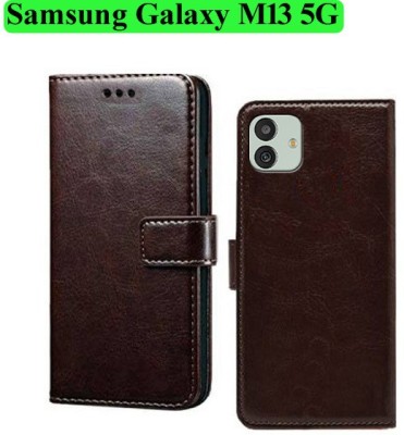 Wynhard Flip Cover for Samsung Galaxy M13 5G(Brown, Grip Case, Pack of: 1)
