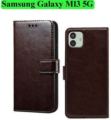 Wynhard Flip Cover for Samsung Galaxy M13 5G(Brown, Grip Case, Pack of: 1)