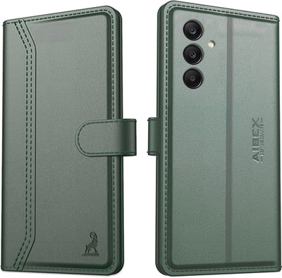 AIBEX Flip Cover for Samsung Galaxy F15 5G / Samsung Galaxy M15 5G|Premium Leather Finish | Magnetic Closure(Green, Magnetic Case, Pack of: 1)