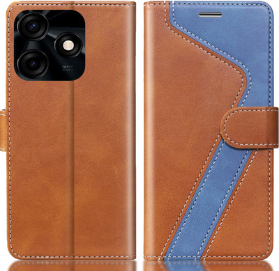 TWIGLO Flip Cover for TECNO SPARK 10C(Brown, Blue, Dual Protection, Pack of: 1)