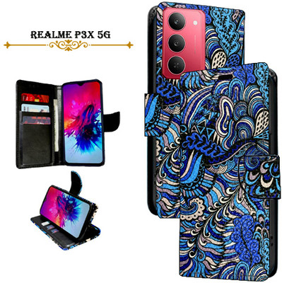 SHANNO Flip Cover for realme P3x 5G(Blue, Pack of: 1)