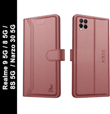 AIBEX Flip Cover for Realme 9 5G / Realme 8 5G / Realme 8S 5G / Realme Narzo 30 5G| Premium Leather Finish(Brown, Magnetic Case, Pack of: 1)