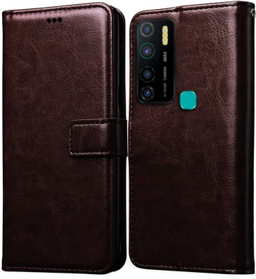 Insta Style Flip Cover for Infinix Hot 9 Hot 9 Pro(Brown, Magnetic Case, Pack of: 1)