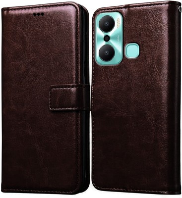 Casotec Flip Cover for Infinix Hot 20 Play 4G(Brown, Magnetic Case, Pack of: 1)