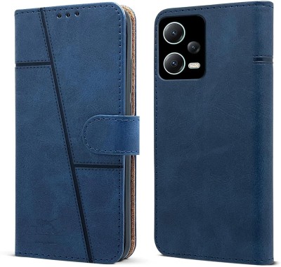 SnapStar Flip Cover for Redmi Note 12 5G(Premium Leather Material | 360-Degree Protection | Built-in Stand)(Blue, Dual Protection, Pack of: 1)