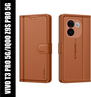 KIVANO LUXE Flip Cover for Vivo T3 Pro 5G / IQOO Z9s Pro 5G(Brown, Magnetic Case, Pack of: 1)