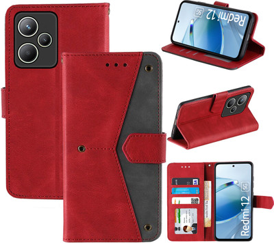 Autofocus Flip Cover for Redmi 12 5G(Red, Camera Bump Protector, Pack of: 1)