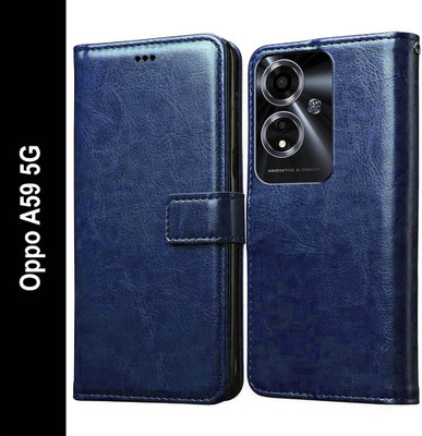 Casotec Flip Cover for Oppo A59 5G(Blue, Pack of: 1)