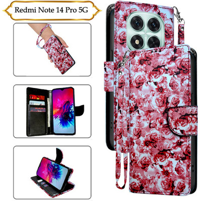 Cutemart Flip Cover for Redmi Note 14 Pro 5G(Red, Pack of: 1)