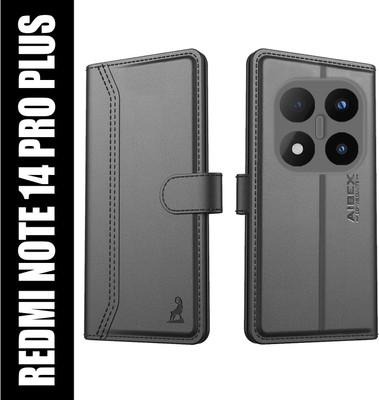 AIBEX Flip Cover for Redmi Note 14 Pro Plus 5G|Premium Leather Finish | Magnetic Closure | Kickstand Feature(Black, Magnetic Case, Pack of: 1)