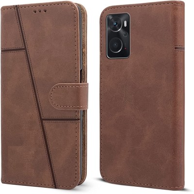 spaziogold Flip Cover for OPPO K10 4G(Premium Leather Material | Built-in Stand | Card Slots and Wallet)(Brown, Dual Protection, Pack of: 1)