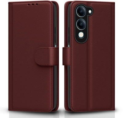STARFLIP Flip Cover for Vivo Y19e/Y04 4G/Y29s 5G Leather Finish|TPU with Card Pockets|Wallet Stand & Shock Proof(Brown, Magnetic Case, Pack of: 1)