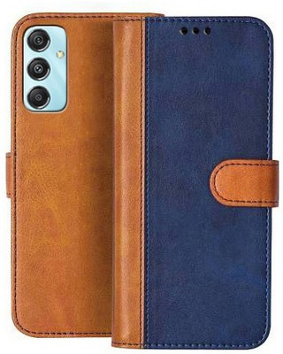 Flipkart SmartBuy Flip Cover for Samsung Galaxy M34 5G, Samsung Galaxy F34 5G(Blue, Brown, Shock Proof, Pack of: 1)
