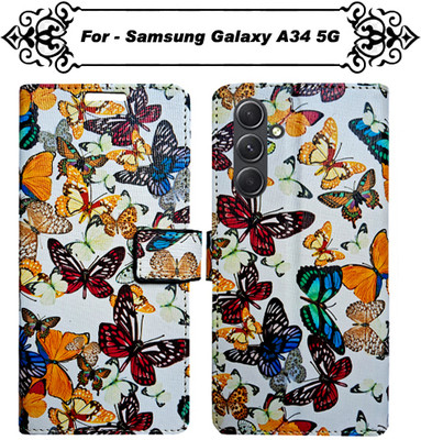 Asmart Flip Cover for Samsung Galaxy A34 5G(White, Pack of: 1)