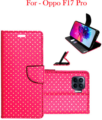 Toklot Flip Cover for Oppo F17 Pro(Pink, Pack of: 1)