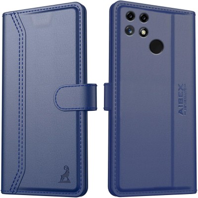 AIBEX Flip Cover for Realme Narzo 50A|Vegan PU Leather |Foldable Stand & Pocket(Blue, Cases with Holder, Pack of: 1)