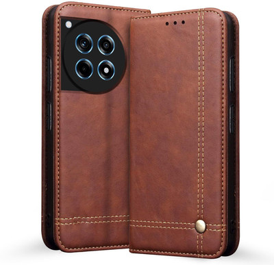 Pikkme Flip Cover for OnePlus 12R 5G(Brown, Cases with Holder, Pack of: 1)