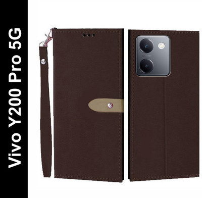 Wynhard Flip Cover for Vivo Y200 Pro 5G, Vivo Y300 Plus 5G(Brown, Grip Case, Pack of: 1)