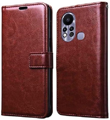 Bangdu Flip Cover for Infinix Hot 11s (Flexible | Leather Finish | Card Pockets Wallet & Stand )(Brown, Dual Protection, Pack of: 1)