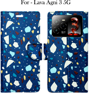 SHANNO Flip Cover for Lava Agni 3 5G(Blue, Pack of: 1)