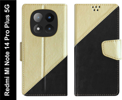 SBMS Flip Cover for Xiaomi Mi Redmi Note 14 Pro Plus 5G Back Cover Case with Magnatic Closure(Black, Shock Proof, Pack of: 1)