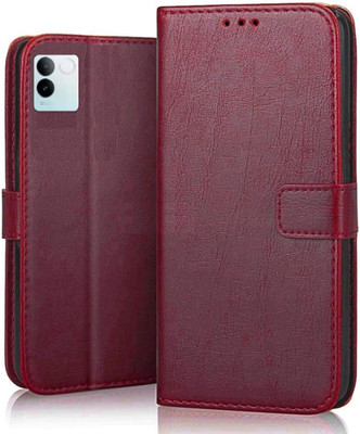 Luxury Counter Flip Cover for iQOO Z7 Pro Vivo T2 Pro 5G | Top Notch Business Class Wallet Back Cover Case(Red, Magnetic Case, Pack of: 1)