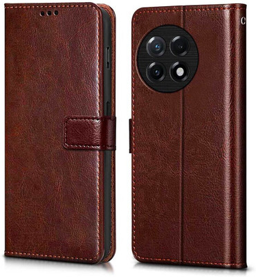 WOW Imagine Flip Cover for 1+ OnePlus 11R 5G Card Pockets Wallet & Stand(Brown, Magnetic Case, Pack of: 1)