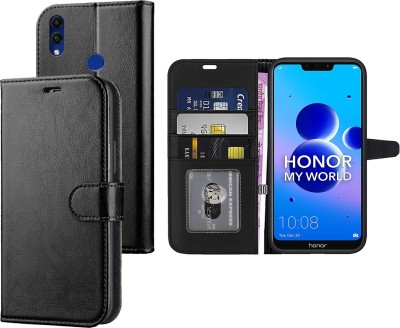 Unirock Flip Cover for Honor 8C(Black, Dual Protection, Pack of: 1)