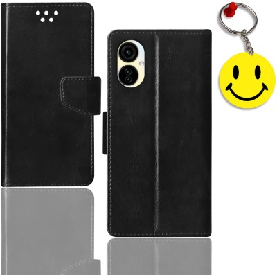 HANIRY Flip Cover for Tecno Camon 19 Neo folding cover | Tecno CH6i folding cover | Free Smiley Keychain | ND_15(Black, Magnetic Case, Pack of: 1)