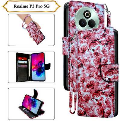 SALGO Flip Cover for Realme P3 Pro 5G(Red, Pack of: 1)