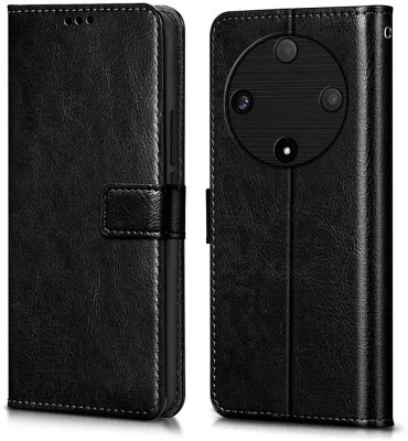 WOW Imagine Flip Cover for Honor X9B 5G, (Flexible | Leather Finish | Card Pockets Wallet & Stand |(Black, Magnetic Case, Pack of: 1)