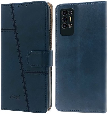spaziogold Flip Cover for Tecno POVA 2(Premium Leather Material | Built-in Stand | Card Slots and Wallet)(Blue, Dual Protection, Pack of: 1)