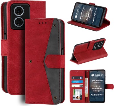 Unistuff Flip Cover for Motorola Moto G24 Power(Red, Camera Bump Protector, Pack of: 1)