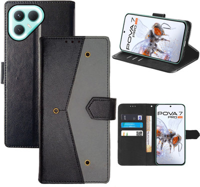 Aaghosh Flip Cover for Tecno Pova 7 Pro 5G(Black, Shock Proof, Pack of: 1)
