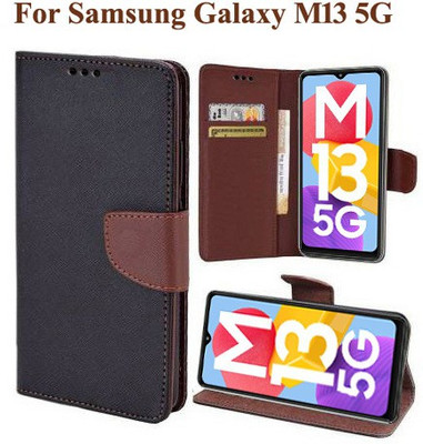 Carnage Flip Cover for Samsung Galaxy M13 5G(Brown, Black, Pack of: 1)