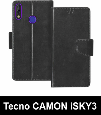 SBMS Flip Cover for Tecno CAMON iSKY3(Black, Shock Proof, Pack of: 1)