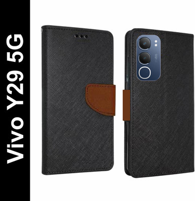 Mehsoos Flip Cover for Vivo Y29 5G(Brown, Dual Protection, Pack of: 1)