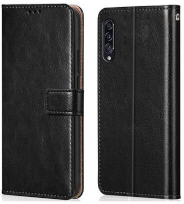 AKSP Flip Cover for Samsung Galaxy A50S Leather Finish(Black, Magnetic Case, Pack of: 1)