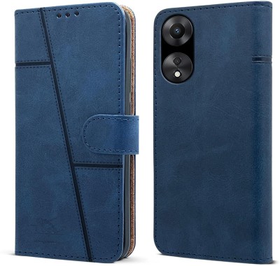 spaziogold Flip Cover for OPPO A58 4G(Premium Leather Material | 360-Degree Protection | Built-in Stand)(Blue, Dual Protection, Pack of: 1)