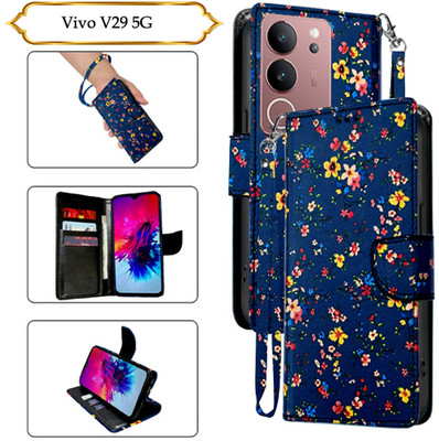 Cutemart Flip Cover for Vivo V29 5G(Blue, Pack of: 1)
