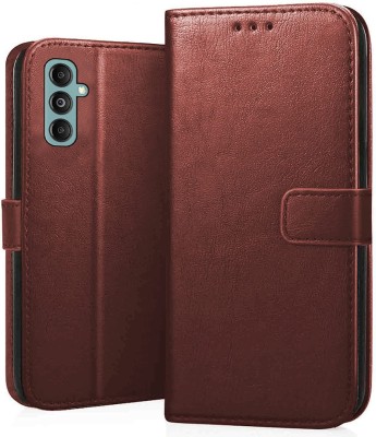Rwm Flip Cover for Samsung Galaxy M14 5G | Leather Finish | Inside TPU with Card Pockets | Back Cover |(Brown, Dual Protection, Pack of: 1)