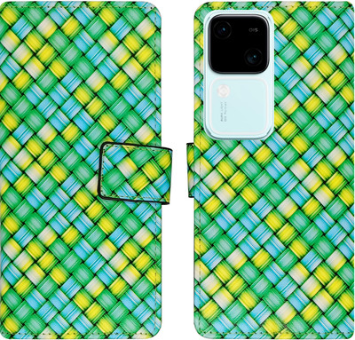 AD Enterprises Flip Cover for Vivo V30 5G(Green, Yellow, Magnetic Case, Pack of: 1)