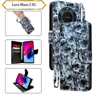 Cutemart Flip Cover for Lava Blaze 2 5G(Black, Pack of: 1)
