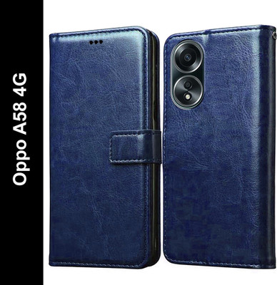 Casotec Flip Cover for Oppo A58 4G(Blue, Pack of: 1)