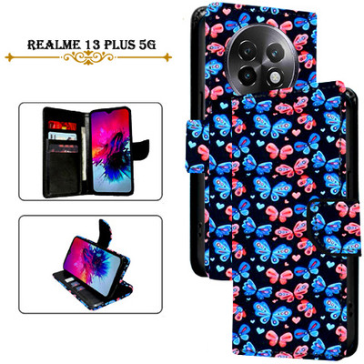 Cutemart Flip Cover for Realme 13 Plus 5G(Black, Pack of: 1)