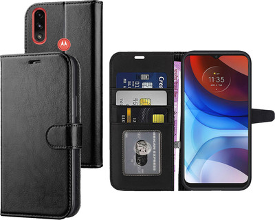 Digilett Flip Cover for Motorola E7 power(Black, Dual Protection, Pack of: 1)
