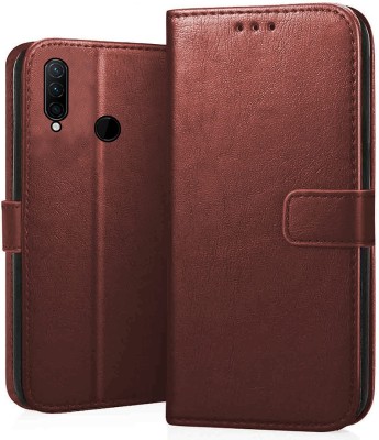 Luxury Counter Flip Cover for Lenovo K10 Note(Brown, Shock Proof, Pack of: 1)